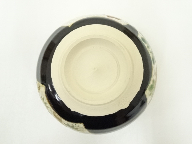 道具 ] - 道具 京焼 手塚充造 黒仁清地紙草花文茶碗（共箱